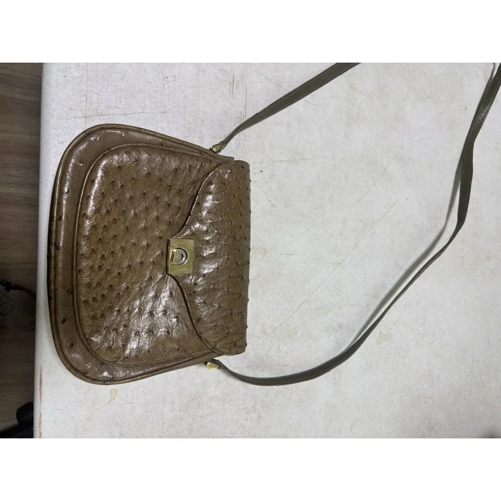 Luc Benoit Shoulder Bag Purse Neutral‎ Ostrich Leather Timeless Aesthetic VTG